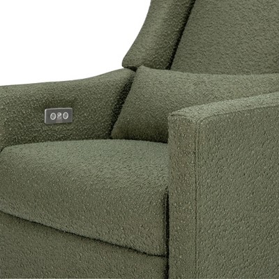 Eco-Friendly Olive Boucle Swivel Recliner with USB Port
