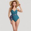 Anna-Kaci Swim Women's One Piece Swim Dress with Twist Front Bodice and Sheer Mesh Skirt Overlay - 4 of 4