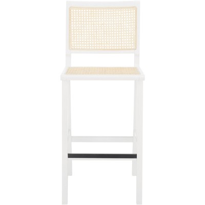 Hattie French Cane 45" Barstool in White & Natural Ash Wood