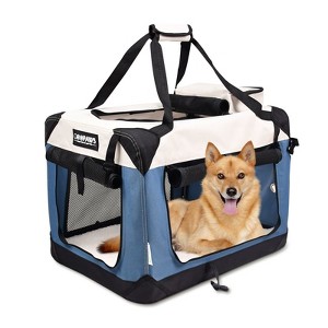 GOOPAWS Indoor & Outdoor 3-Door Collapsible Soft-Sided Dog, Shale Green, 24'' - 1 of 4
