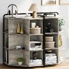 Corner Cabinet with Charging Station, 3-Tier Triangle Shelf with USB & Outlets, 9-Cube Organizer, Grey - 3 of 4