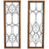Olivia & May Set of 2 Metal Geometric Wire Cutout Wall Decors: Beaded, Brown Wood Frames, Vertical Display - 2 of 4