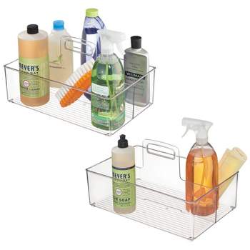 mDesign Large Plastic Divided Storage Organizer Caddy Tote with Handle