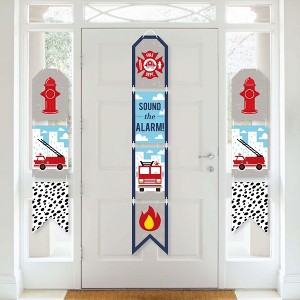 Big Dot of Happiness Fired Up Fire Truck - Hanging Vertical Paper Door Banners - Baby Shower or Birthday Party Wall Decoration Kit - Indoor Door Decor - 1 of 4