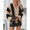 WhizMax Womens Loose Long Sleeve Rainbow Striped Cardigans Sweater Boho Color Block Chunky Knitted Tops - 4 of 4