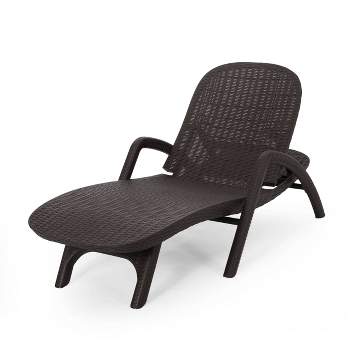Waverly 2pc Patio Faux Wicker Chaise Lounge - Dark Brown - Christopher Knight Home