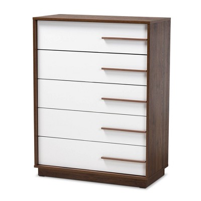 Mette Walnut Finished Wood Chest White - Baxton Studio