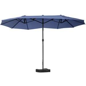 Outsunny 15ft Patio Umbrella Double-Sided Outdoor Market Extra Large Umbrella with Crank Handle for Deck, Lawn, Backyard and Pool - 1 of 4