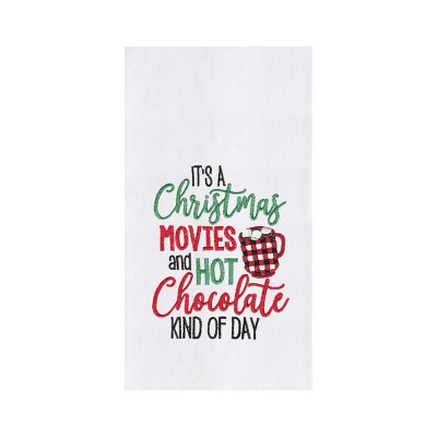 C&F Home "It’s a Christmas Movies & Hot Chocolate Kind of Day" Christmas Holiday Cotton Flour Sack Kitchen Towel 27L x 18W in.