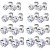 Hypoallergenic Surgical Steel Stud Earrings - Cubic Zirconia 3-8mm, Silver (8 Pairs) - 2 of 4
