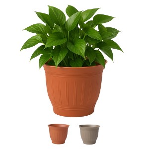 Bloem Colonnade Round Resin Planter Pot with Optional Knock-Out Drainage - 1 of 2