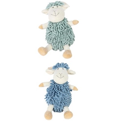 REGALWOVEN Cute Sheep Chenille Soft Absorbent Quick Drying Fuzzy Ball Hand Towel 9" x 13" 2 Pcs