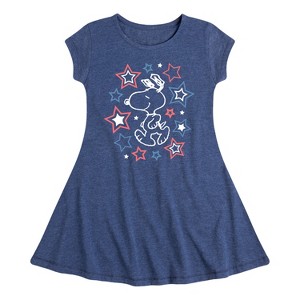 Girls' - Peanuts - Snoopy Stars Fit & Flair Cap Sleeve Dress - 1 of 3