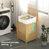 Aheaplus Bamboo 2-Section Laundry Hamper, 120L Large Laundry Basket with Lid and Removable Liner Bag - 4 of 4