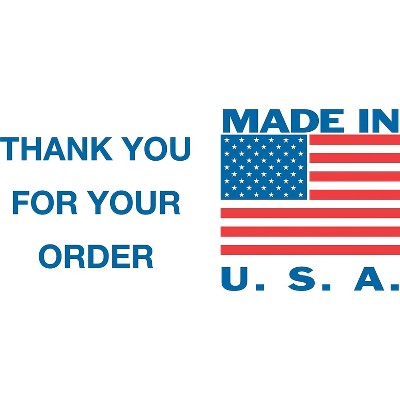 The Packaging Wholesalers 3 x 5" Made In USA Thank You for Your Order Label LABDL1630