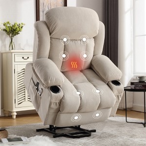 Velvet Power Lift Recliner Chair with Heat and Massage for Elderly with Side Pockets, USB Charging Port, and Remote Control - 1 of 4