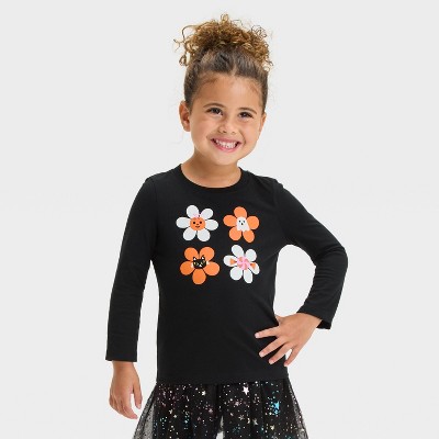 Toddler Girls' Halloween Daisy Long Sleeve T-Shirt - Cat & Jack™ Black