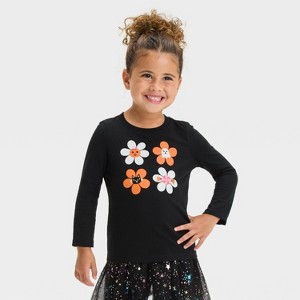 Toddler Girls' Halloween Daisy Long Sleeve T-Shirt - Cat & Jack™ Black - 1 of 4