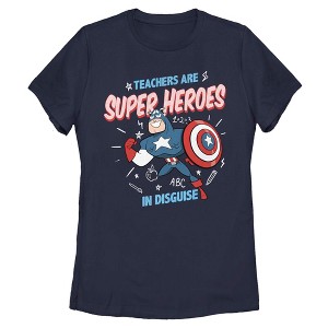 Marvel Captain Costume Logo Women's Rolled Sleeve T-Shirt, Blu Navy, L Donna