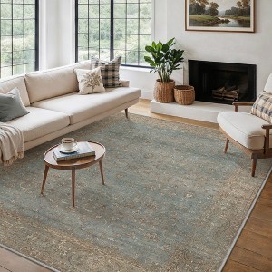 ABYNOW Area Rug Machine Washable, Non Slip, Boho Vintage Print for Living Room - 1 of 4