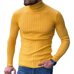 Clearlove Men’s Stretch Muscle Fit Turtleneck Long Sleeve Knit T-Shirt Slim Casual Essential - 1 of 4