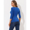 INSPIRE CHIC Women's Keyhole Neck Faux Wrap 3/4 Sleeve Ruched Cotton Blouse Top Shirts - 4 of 4