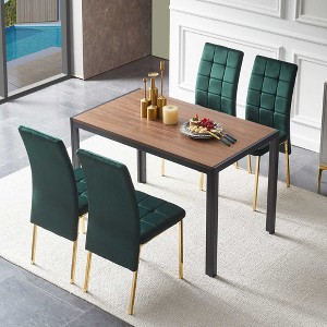 Okak Modern Nordic Velvet Dining Chairs Set of 4, Kitchen Side Chairs with Gold Metal Legs & High Back Cushion for Dining Room - 1 of 4