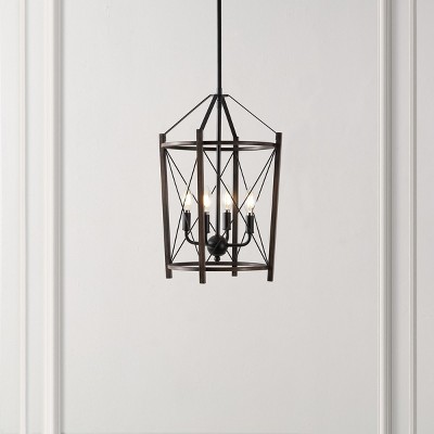Peltier 4-Light Black and Brown LED Pendant Light