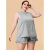 Agnes Orinda Women's Plus Size Comfy Ruffle Sleeveless 2 Piece Tank Loungewear Pajamas Set - 3 of 4
