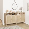Whizmax Sideboard Buffet Storage Cabinet, Rattan Kitchen Cabinet with 2 Doors/Shelf, Accent Modern Coffee Bar Furniture for Home Decor - 3 of 4