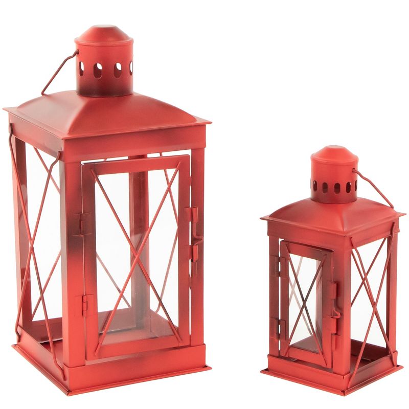 Northlight Set of 2 Antique Red Mission Style Candle Lanterns 12.25", 1 of 4