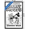 Trends International Disney Mickey Mouse - Black and White Steamboat Willie  Framed Wall Poster Prints Black Framed Version 14.725 x 22.375