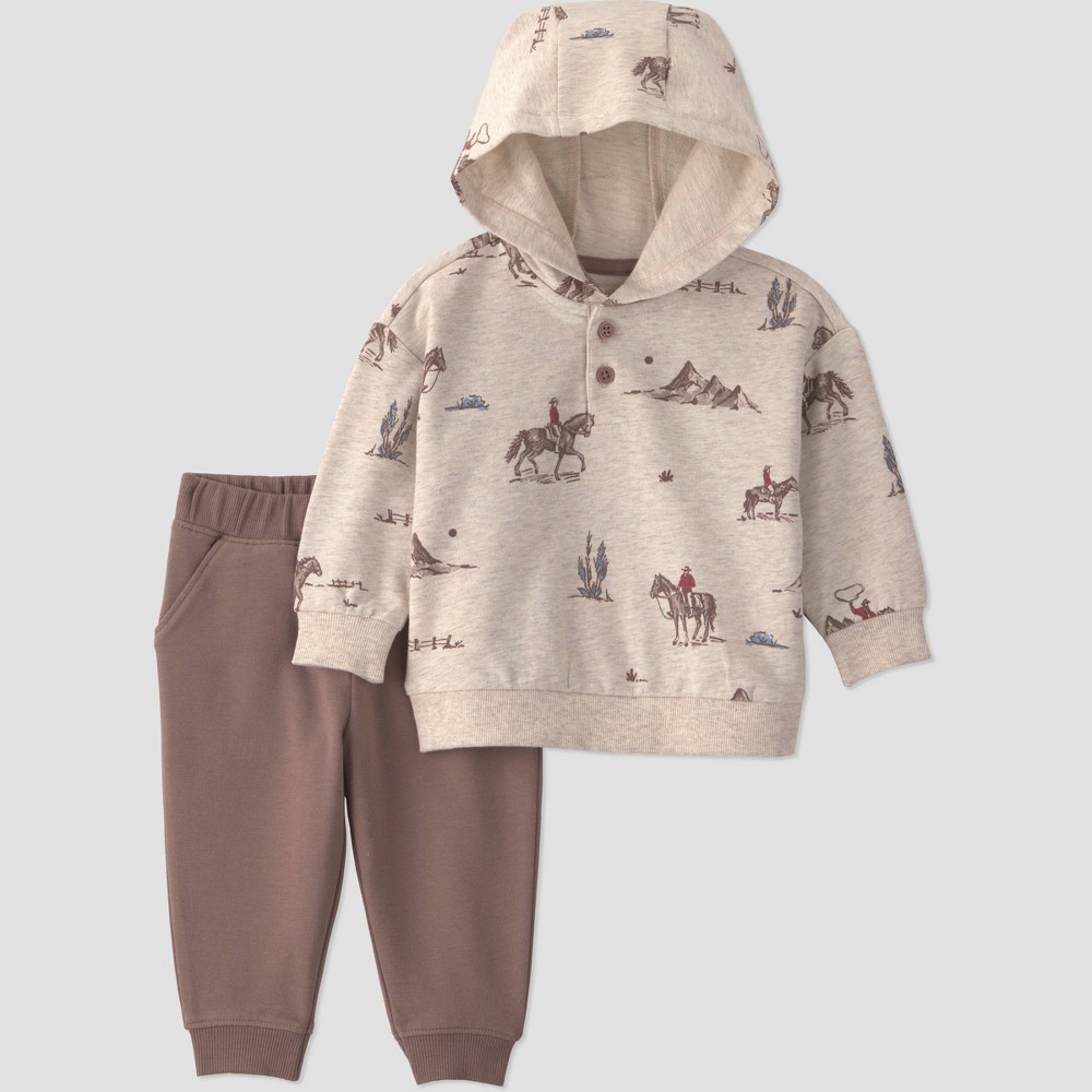 Little Planet By Carter's Baby Boys' 2pc cowboy Top and Bottom Sets - Brown Newborn