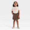 Toddler Girls' Floral Embroidery Denim Skirt - Cat & Jack™ Brown - 3 of 4