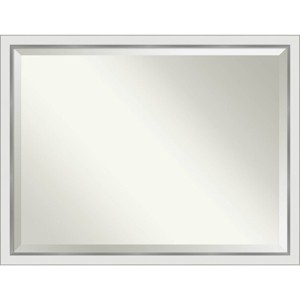 43" x 33" Eva White Narrow Framed Wall Mirror Silver - Amanti Art: Modern Beveled, No Assembly Required - 1 of 4