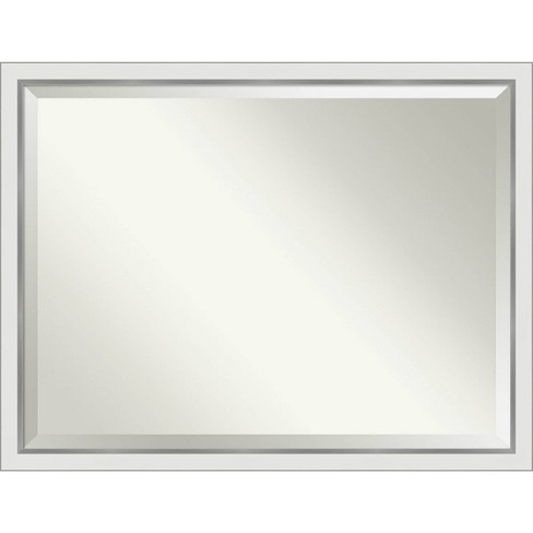 43" x 33" Eva White Narrow Framed Wall Mirror Silver - Amanti Art: Modern Beveled, No Assembly Required - image 1 of 4