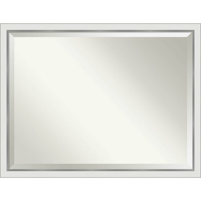 43&#34; x 33&#34; Eva White Narrow Framed Wall Mirror Silver - Amanti Art, 1 of 9