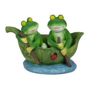 Northlight 10" Green Frogs in a Lily Pad Outdoor Garden Statue