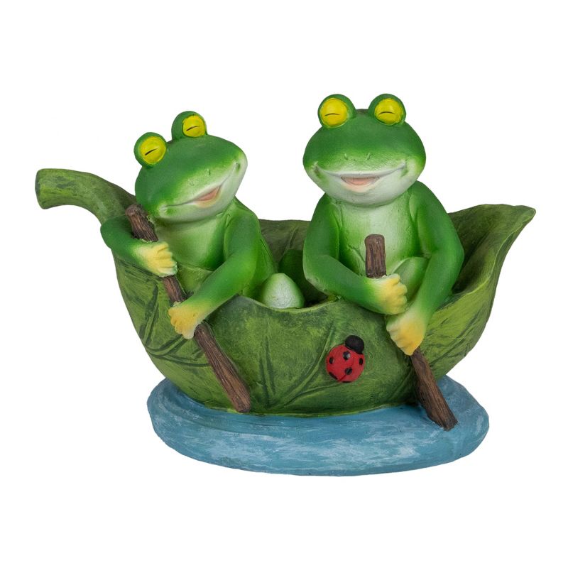 Northlight 10" Green Frogs in a Lily Pad Outdoor Garden Statue, 1 of 6