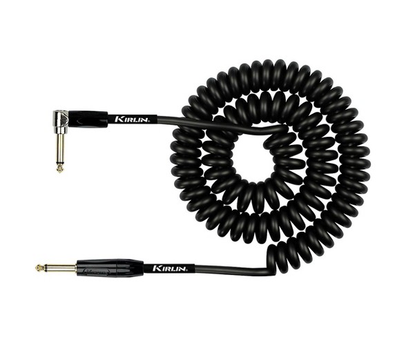 KIRLIN 22AWG Premium Coil Instrument Cable - Straight to Right Angle - Carbon Black 30 ft.