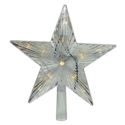 J. Hofert Co 9.5" Lighted White Star Christmas Tree Topper - White and Multicolor LED Lights