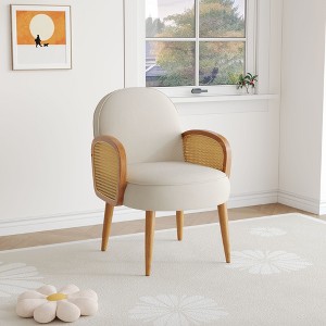 CAVINAS Mid-century Accent Chair with Rattan Armrests Lounge Chair with Wooden Legs for Living Room - 1 of 4