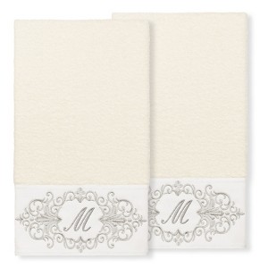 Linum Home Textiles 100% Turkish Cotton MONICA 2PC Embellished Bath Towel Set - 1 of 1