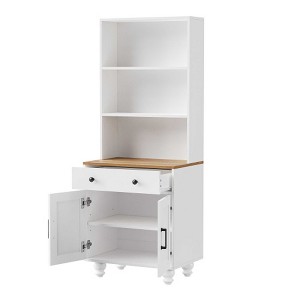 AENKYO 5 Tier Kitchen Storage Cabinet with Drawer - Pantry & Living Room Bookcase with Adjustable Shelves - White - 1 of 4