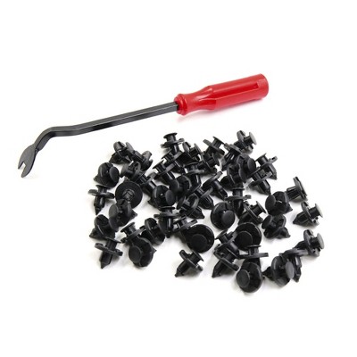 Unique Bargains Retainer Clips Car Plastic Rivets for Nissan Altima 50 Pcs with 1 Pcs Fastener Remover Black
