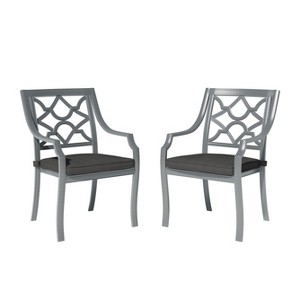 Mondawe 2 Pieces Powder Coated Cast Aluminum Outdoor Dining Armchair with Cushion - 1 of 4