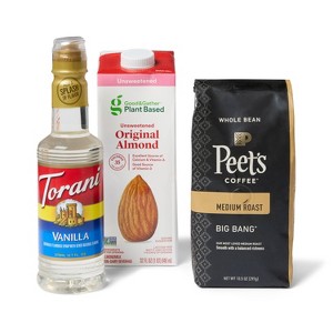 Peet's Coffee 10.5oz Big Bang Medium Roast Whole Bean Coffee + Good & Gather™ 32 fl oz Unsweetened Almond Milk + Torani 12.7 fl oz Vanilla Syrup - 1 of 4