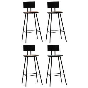vidaXL Bar Chair Set of 4 Multicolour Solid reclaimed wood and steel - 1 of 2