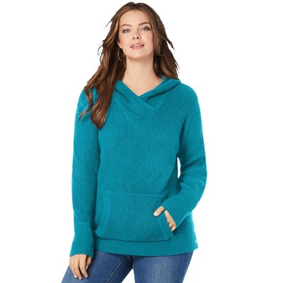 Roaman's Women's Plus Size Thermal Hoodie Sweater