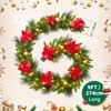 24-Inch Pre-Lit Christmas Wreath with Warm White LED Lights, Frosted Pine Cones, Indoor Outdoor Holiday Door Decor - 2 of 4